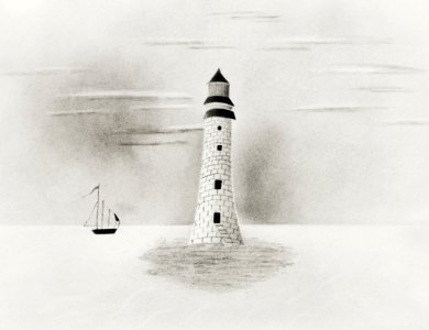Eddystone Lighthouse by Mary Altha Nims (1817–1907).. Free illustration for personal and commercial use.