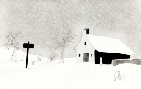 Snow Storm in Vermont by Mary Altha Nims (1817–1907).. Free illustration for personal and commercial use.