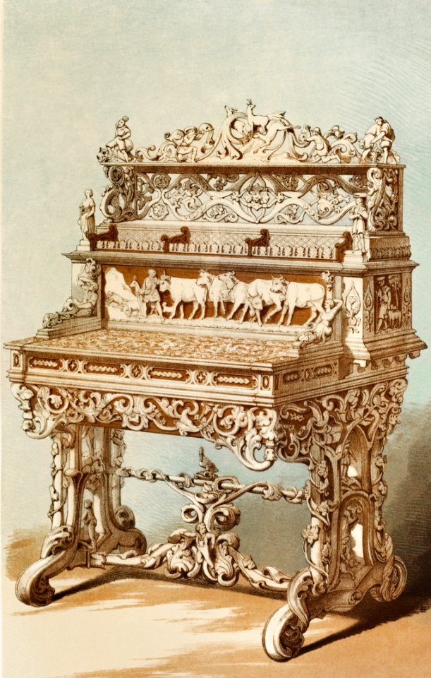 White-wood cabinet by Michel L. Wettli of Berne from the Industrial arts of the Nineteenth Century (1851-1853) by Sir Matthew Digby wyatt (1820-1877).