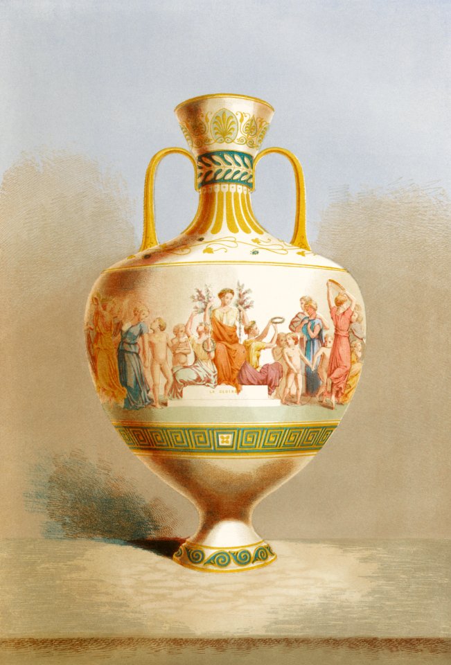 Vase la gloire from the royal manufactory at Sévres from the Industrial arts of the Nineteenth Century (1851-1853) by Sir Matthew Digby wyatt (1820-1877).
