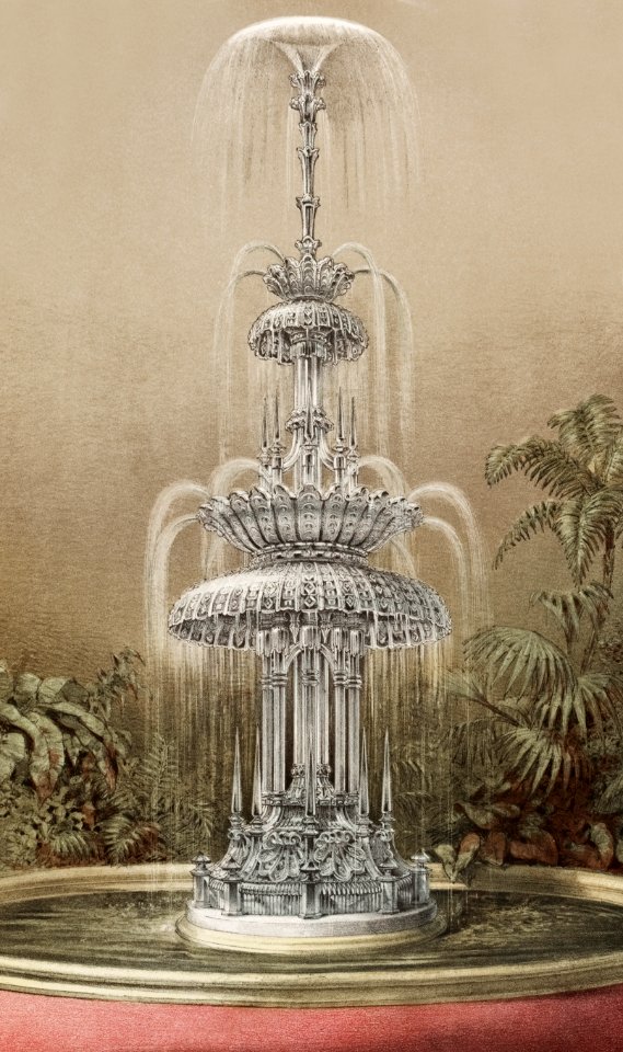 Crystal fountain from the Industrial arts of the Nineteenth Century (1851-1853) by Sir Matthew Digby wyatt (1820-1877).