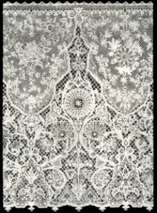 Specimen of Honiton lace from the Industrial arts of the Nineteenth Century (1851-1853) by Sir Matthew Digby wyatt (1820-1877).. Free illustration for personal and commercial use.