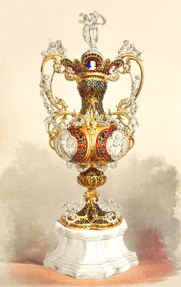 Enamelled vase from the Industrial arts of the Nineteenth Century (1851-1853) by Sir Matthew Digby wyatt (1820-1877).