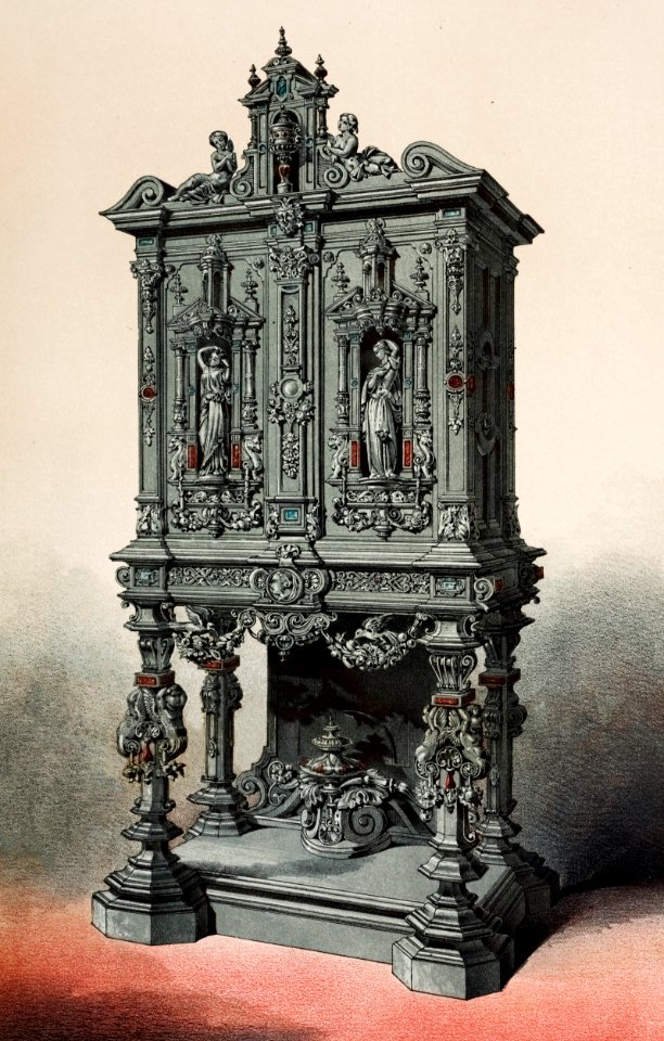 Ebony cabinet from the Industrial arts of the Nineteenth Century (1851-1853) by Sir Matthew Digby wyatt (1820-1877).