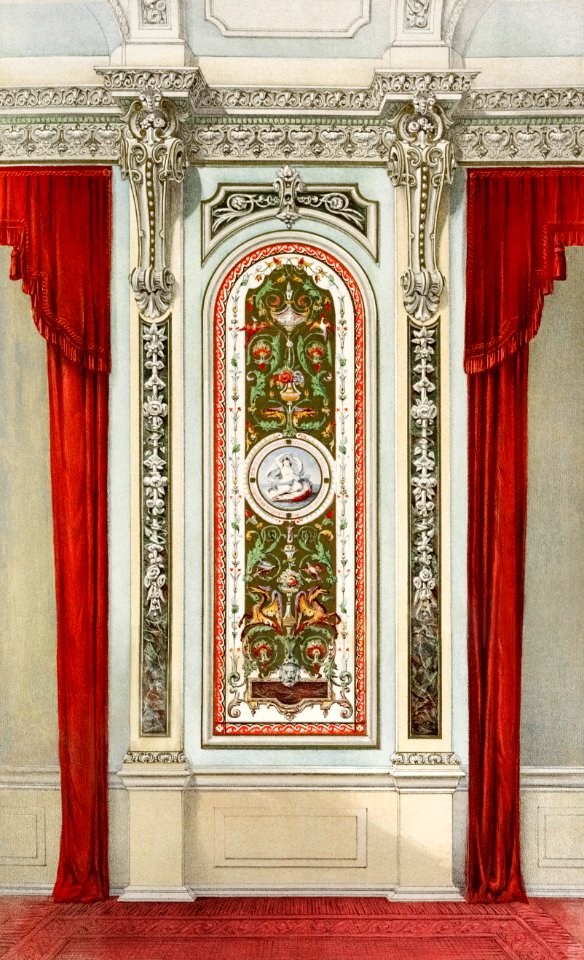 Painted arabesque from the Industrial arts of the Nineteenth Century (1851-1853) by Sir Matthew Digby wyatt (1820-1877).