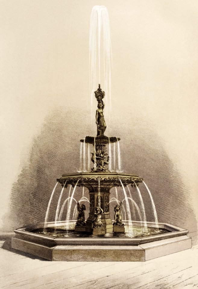 Fountain in iron from the Industrial arts of the Nineteenth Century (1851-1853) by Sir Matthew Digby wyatt (1820-1877).