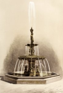 Fountain in iron from the Industrial arts of the Nineteenth Century (1851-1853) by Sir Matthew Digby wyatt (1820-1877).. Free illustration for personal and commercial use.