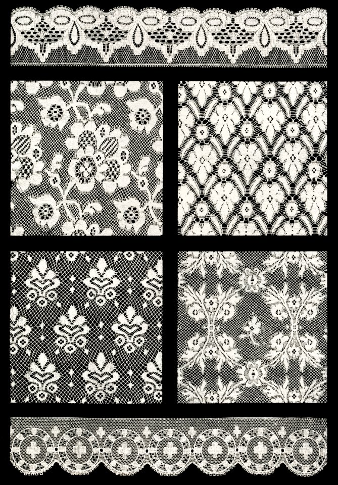 Machine made lace from the Industrial arts of the Nineteenth Century (1851-1853) by Sir Matthew Digby wyatt (1820-1877).