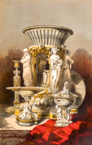 Objects selected from a dessert service presented by her majesty the queen to the emperor of Austria from the Industrial arts of the Nineteenth Century (1851-1853) by Sir Matthew Digby wyatt (1820-1877).. Free illustration for personal and commercial use.
