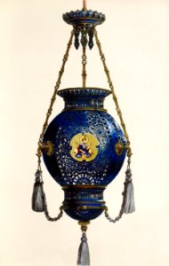 Pendant lamp in Sevres porcelain from the Industrial arts of the Nineteenth Century (1851-1853) by Sir Matthew Digby wyatt (1820-1877).