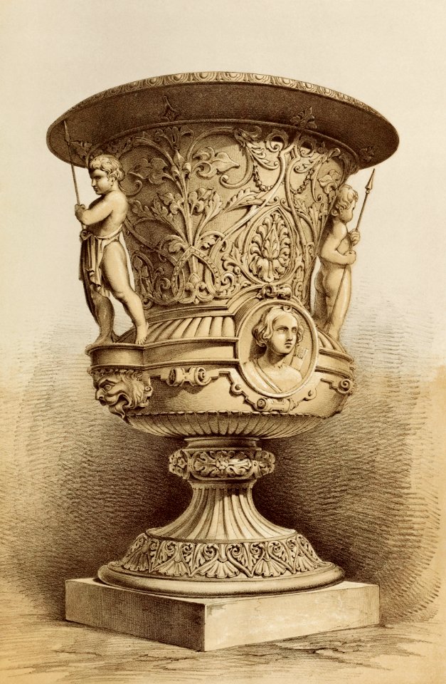 Vase in terra cotta from the Industrial arts of the Nineteenth Century (1851-1853) by Sir Matthew Digby wyatt (1820-1877).
