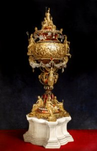 Gold vase enriched with jewels and enamels from the Industrial arts of the Nineteenth Century (1851-1853) by Sir Matthew Digby wyatt (1820-1877).