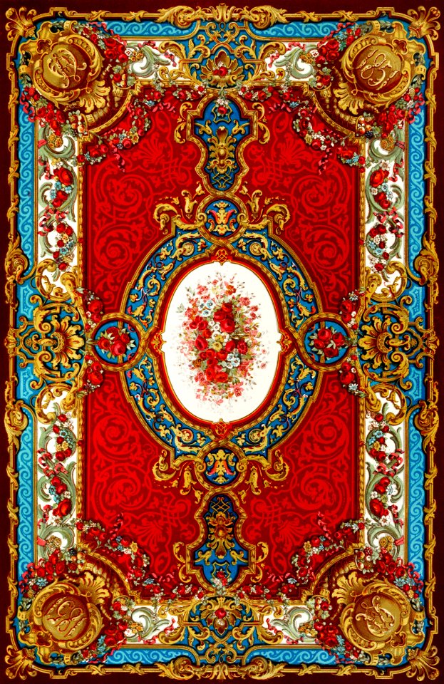 Axminster carpet from the Industrial arts of the Nineteenth Century (1851-1853) by Sir Matthew Digby wyatt (1820-1877).