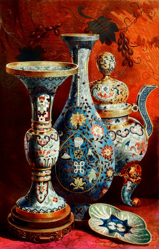 Group of Chinese enamels from the Industrial arts of the Nineteenth Century (1851-1853) by Sir Matthew Digby wyatt (1820-1877).