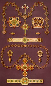 Jewellery design from the Industrial arts of the Nineteenth Century (1851-1853) by Sir Matthew Digby wyatt (1820-1877).. Free illustration for personal and commercial use.