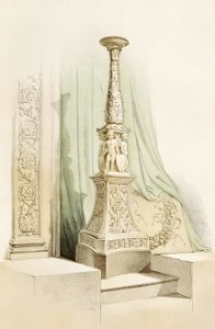 Candelabrum and arabesque from the Industrial arts of the Nineteenth Century (1851-1853) by Sir Matthew Digby wyatt (1820-1877).. Free illustration for personal and commercial use.
