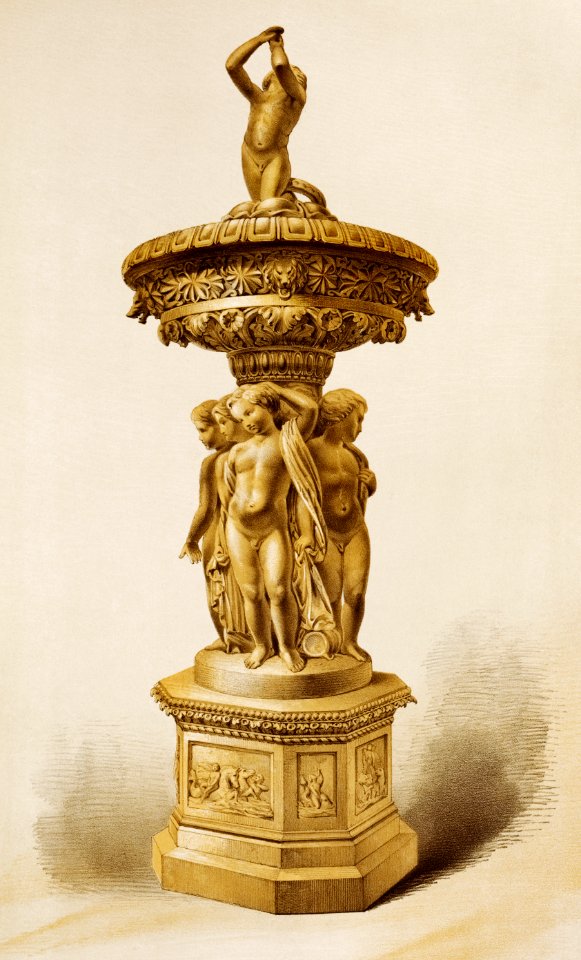 Fountain in terra cotta from the Industrial arts of the Nineteenth Century (1851-1853) by Sir Matthew Digby wyatt (1820-1877).