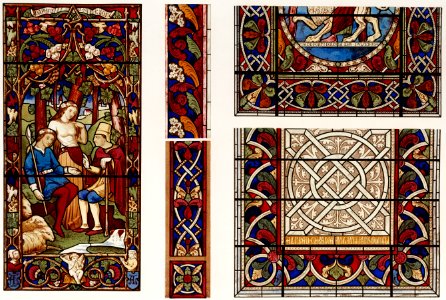 Specimens of stained glass from the Industrial arts of the Nineteenth Century (1851-1853) by Sir Matthew Digby wyatt (1820-1877).. Free illustration for personal and commercial use.