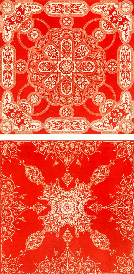Table covers from the Industrial arts of the Nineteenth Century (1851-1853) by Sir Matthew Digby wyatt (1820-1877).