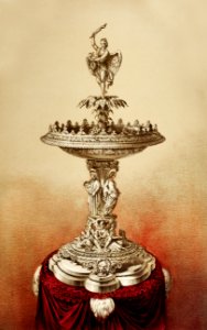 Centre piece in silver from the Industrial arts of the Nineteenth Century (1851-1853) by Sir Matthew Digby wyatt (1820-1877).. Free illustration for personal and commercial use.