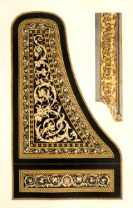 Marqueterie enrichments of a piano-forte from the Industrial arts of the Nineteenth Century (1851-1853) by Sir Matthew Digby wyatt (1820-1877).. Free illustration for personal and commercial use.