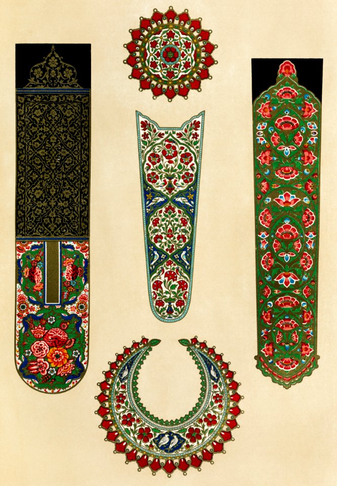 Specimens of enamelling from Indian arms from the Industrial arts of the Nineteenth Century (1851-1853) by Sir Matthew Digby wyatt (1820-1877).