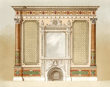 Decoration of an apartment from the Industrial arts of the Nineteenth Century (1851-1853) by Sir Matthew Digby wyatt (1820-1877).. Free illustration for personal and commercial use.