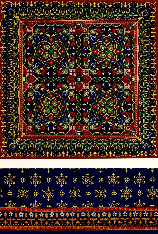 Carpets in the medieval style from the Industrial arts of the Nineteenth Century (1851-1853) by Sir Matthew Digby wyatt (1820-1877).