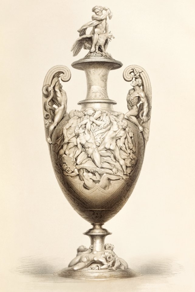 Vase in silver from the Industrial arts of the Nineteenth Century (1851-1853) by Sir Matthew Digby wyatt (1820-1877).