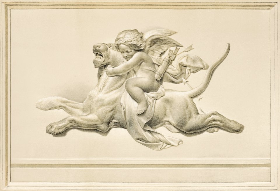 Cupid and panther from the Industrial arts of the Nineteenth Century (1851-1853) by Sir Matthew Digby wyatt (1820-1877).