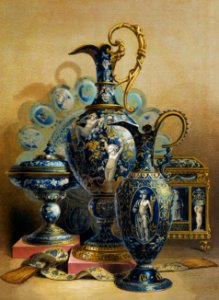 Group of enamels from the royal manufactory at Sévres from the Industrial arts of the Nineteenth Century (1851-1853) by Sir Matthew Digby wyatt (1820-1877).