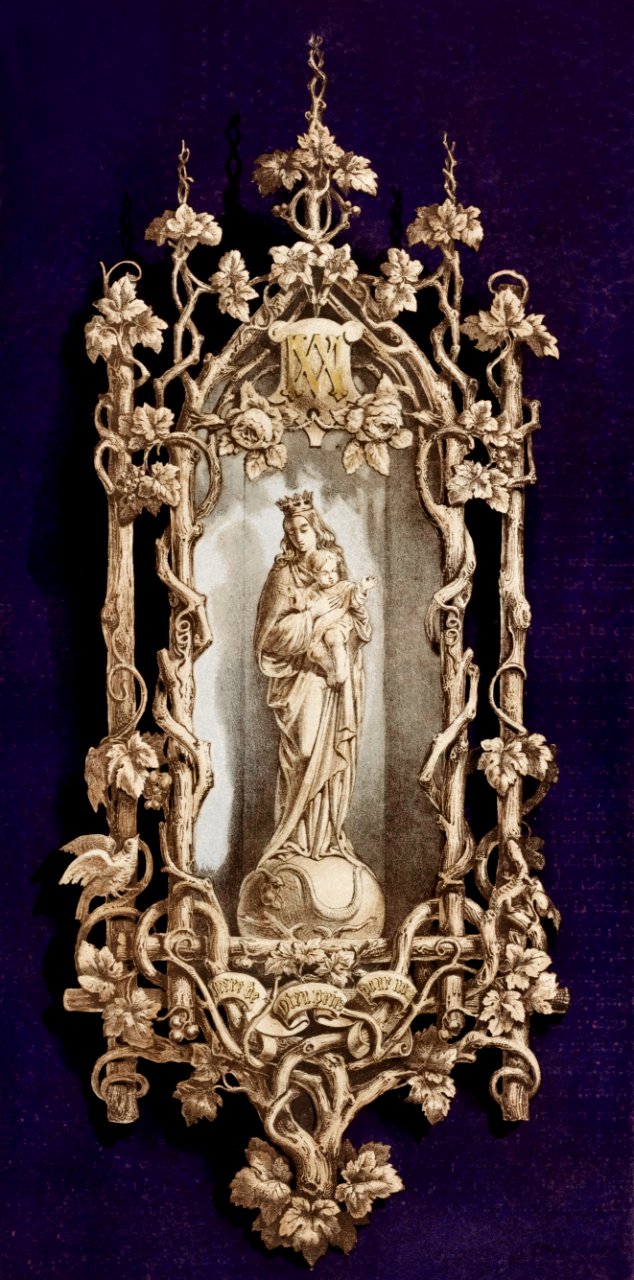 Niche and figure carved in wood from the Industrial arts of the Nineteenth Century (1851-1853) by Sir Matthew Digby wyatt (1820-1877).