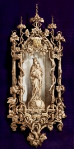 Niche and figure carved in wood from the Industrial arts of the Nineteenth Century (1851-1853) by Sir Matthew Digby wyatt (1820-1877).. Free illustration for personal and commercial use.