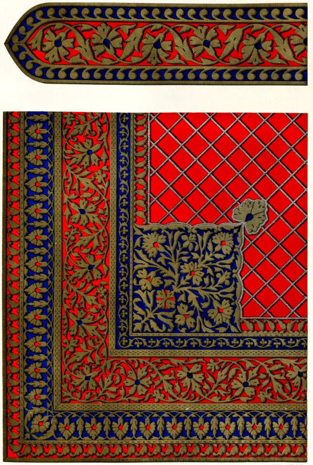 Specimen of Indian bullion embroidery from the Industrial arts of the Nineteenth Century (1851-1853) by Sir Matthew Digby wyatt (1820-1877).