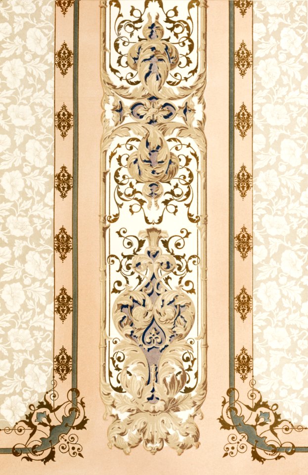 Paper hanging from the Industrial arts of the Nineteenth Century (1851-1853) by Sir Matthew Digby wyatt (1820-1877).