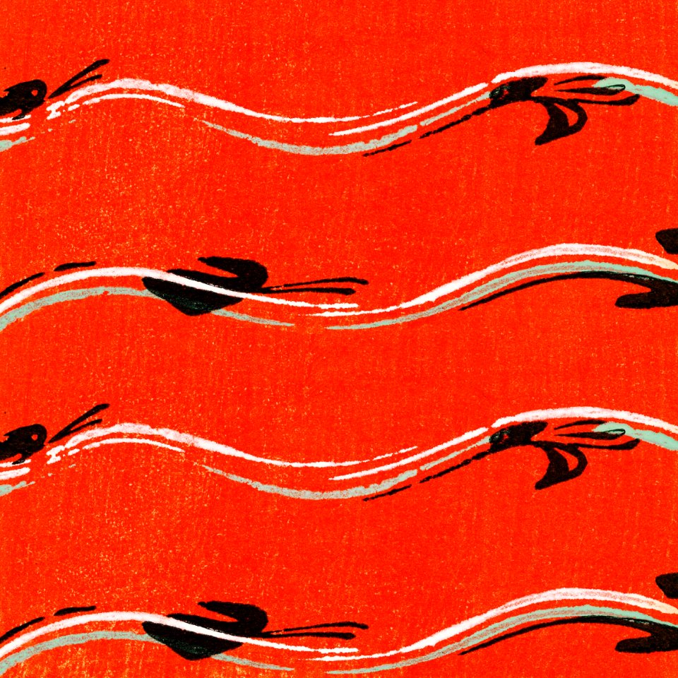Vintage woodblock print of Japanese textile from Shima-Shima (1904) by Furuya Korin. Digitally enhanced from our own original edition.