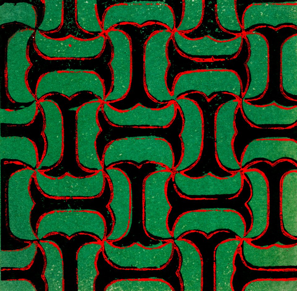 Vintage woodblock print of Japanese textile from Shima-Shima (1904) by Furuya Korin. Digitally enhanced from our own original edition.