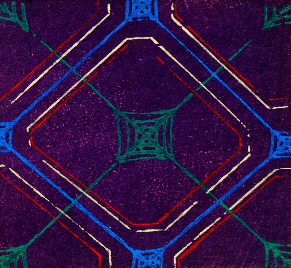 Vintage woodblock print of Japanese textile from Shima-Shima (1904) by Furuya Korin. Digitally enhanced from our own original edition.