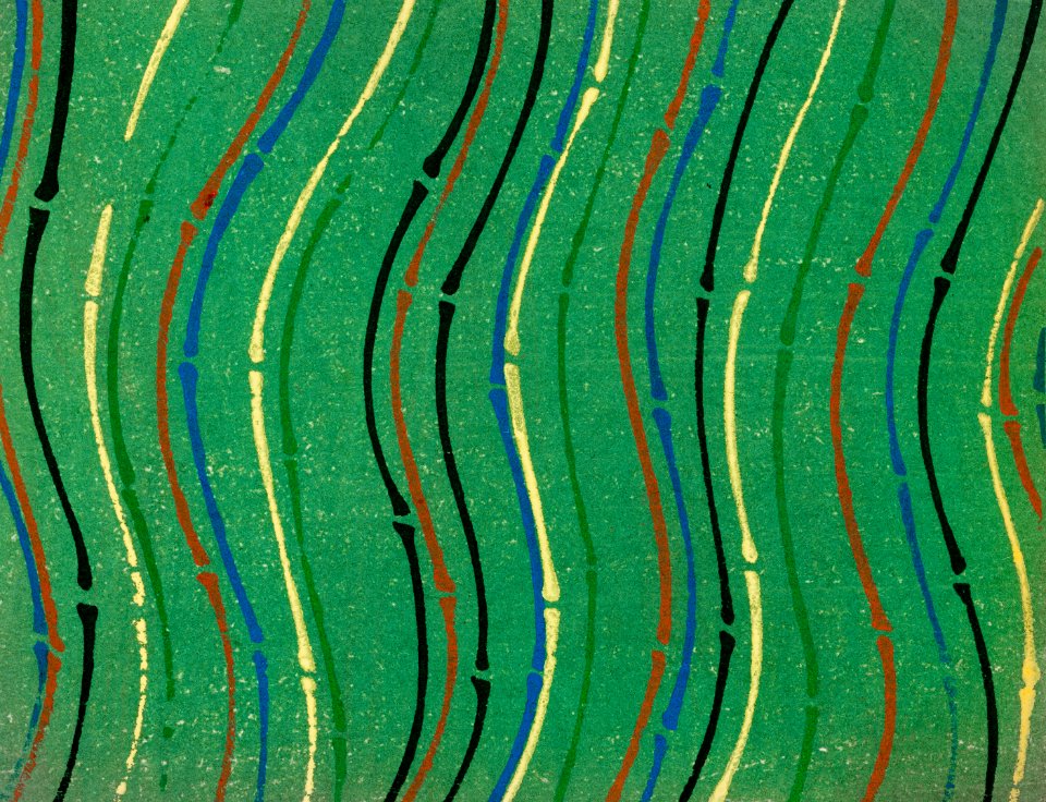 Vintage woodblock print of Japanese textile from Shima-Shima (1904) by Furuya Korin. Digitally enhanced from our own original edition.