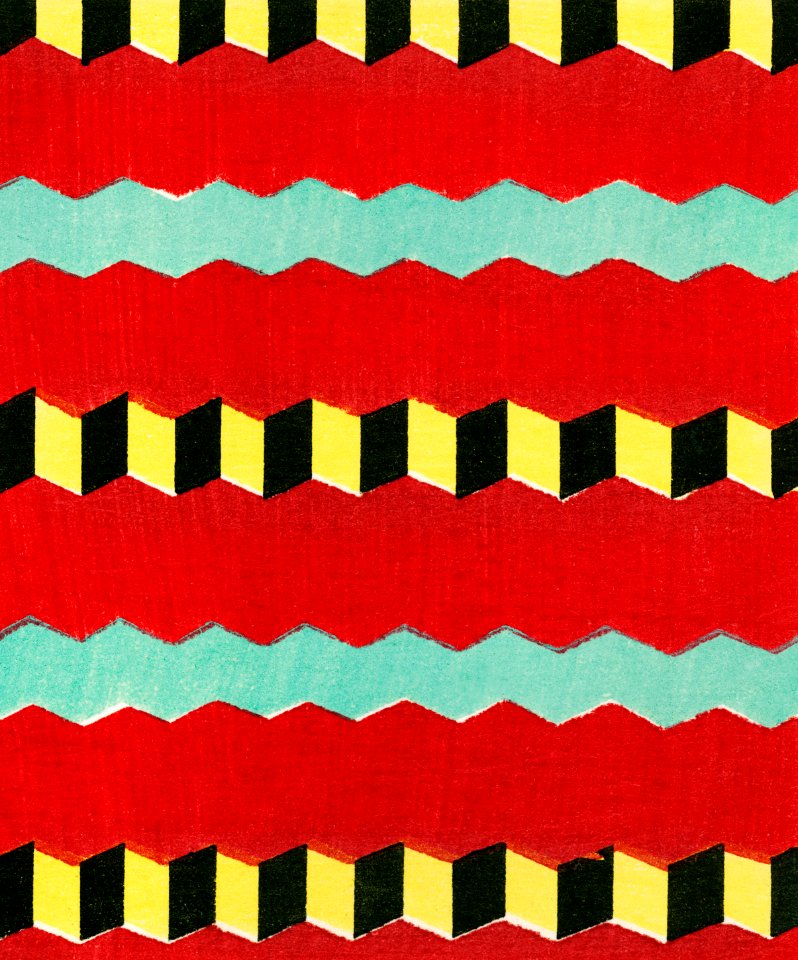 Vintage woodblock print of Japanese textile from Shima-Shima (1904) by Furuya Korin. Digitally enhanced from our own original edition.