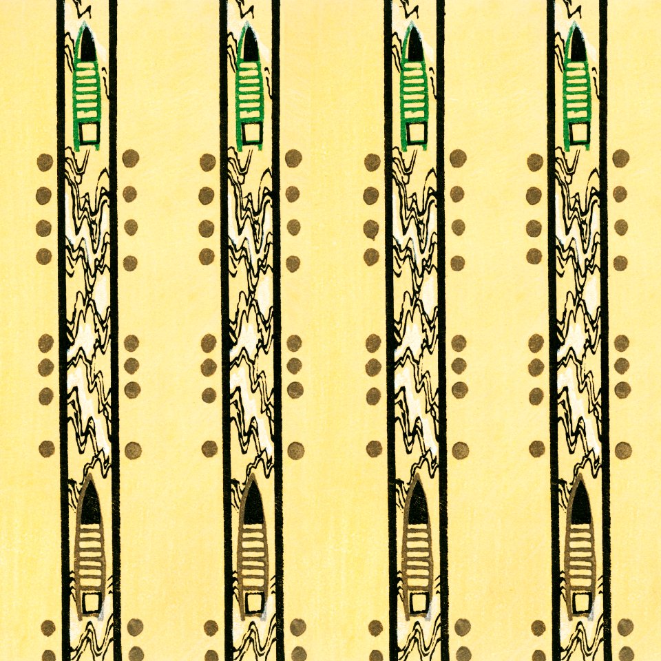 Vintage woodblock print of Japanese textile from Shima-Shima (1904) by Furuya Korin. Digitally enhanced from our own original edition.