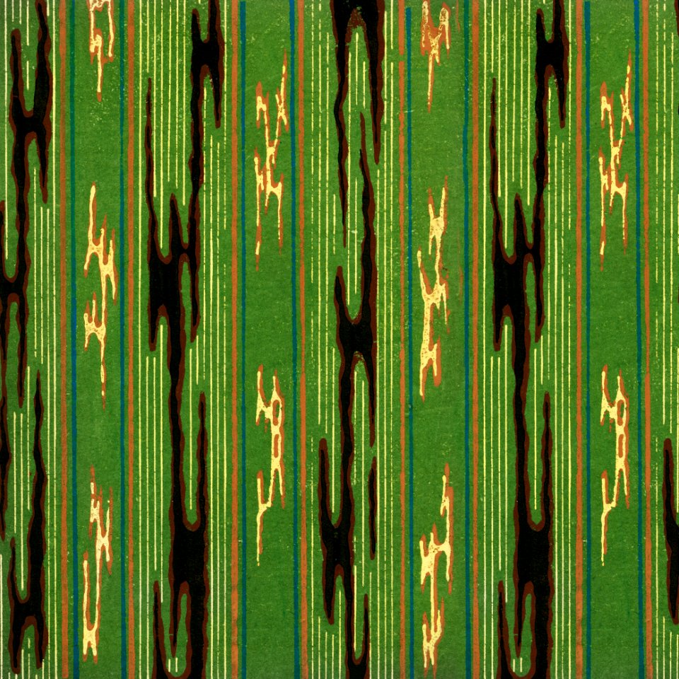 Vintage woodblock print of Japanese textile from Shima-Shima (1904) by Furuya Korin. Digitally enhanced from our own original edition.