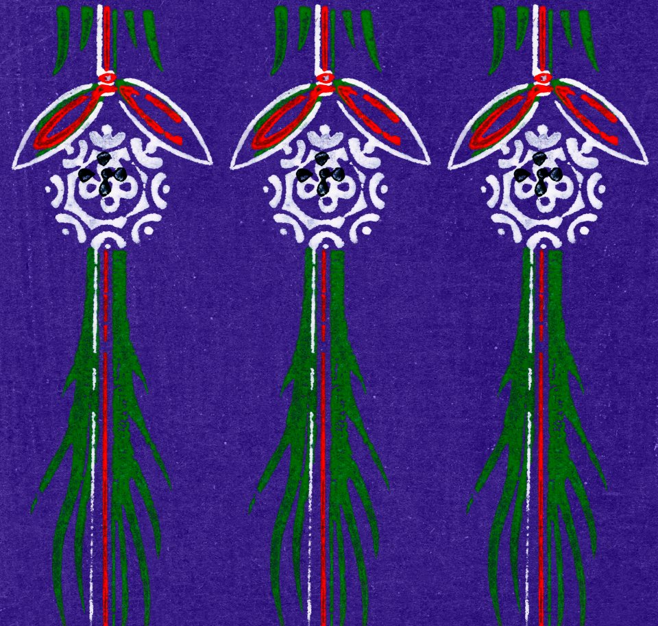 Vintage woodblock print of Japanese textile from Shima-Shima (1904) by Furuya Korin. Digitally enhanced from our own original edition.