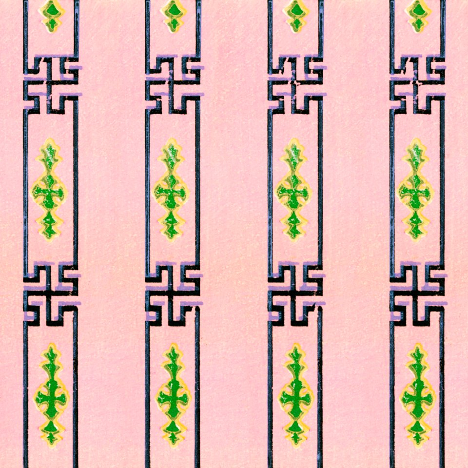 Vintage woodblock print of Japanese textile from Shima-Shima (1904) by Furuya Korin. Digitally enhanced from our own original edition.