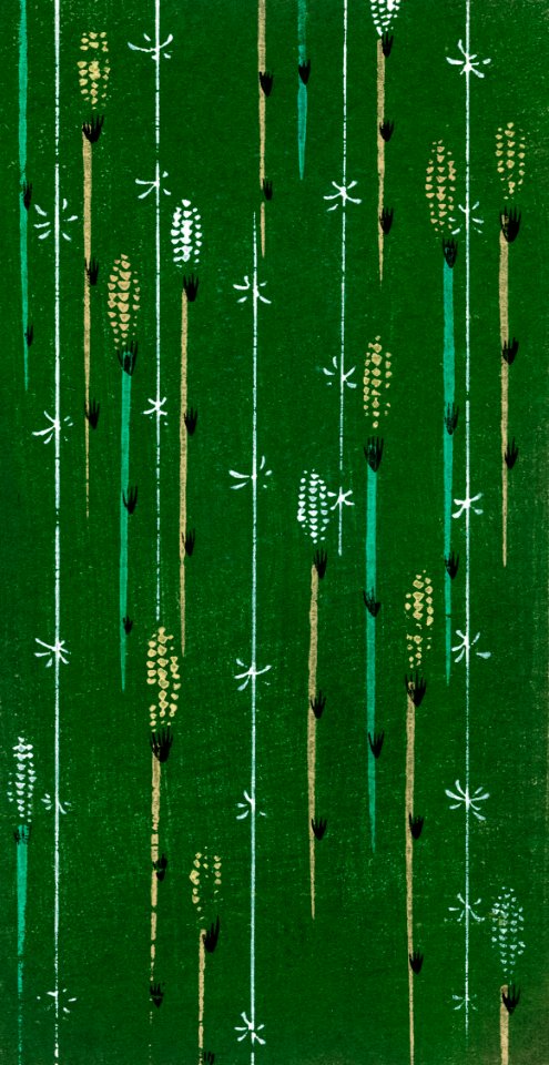 Vintage woodblock print of Japanese textile from Shima-Shima (1904) by Furuya Korin. Digitally enhanced from our own original edition.