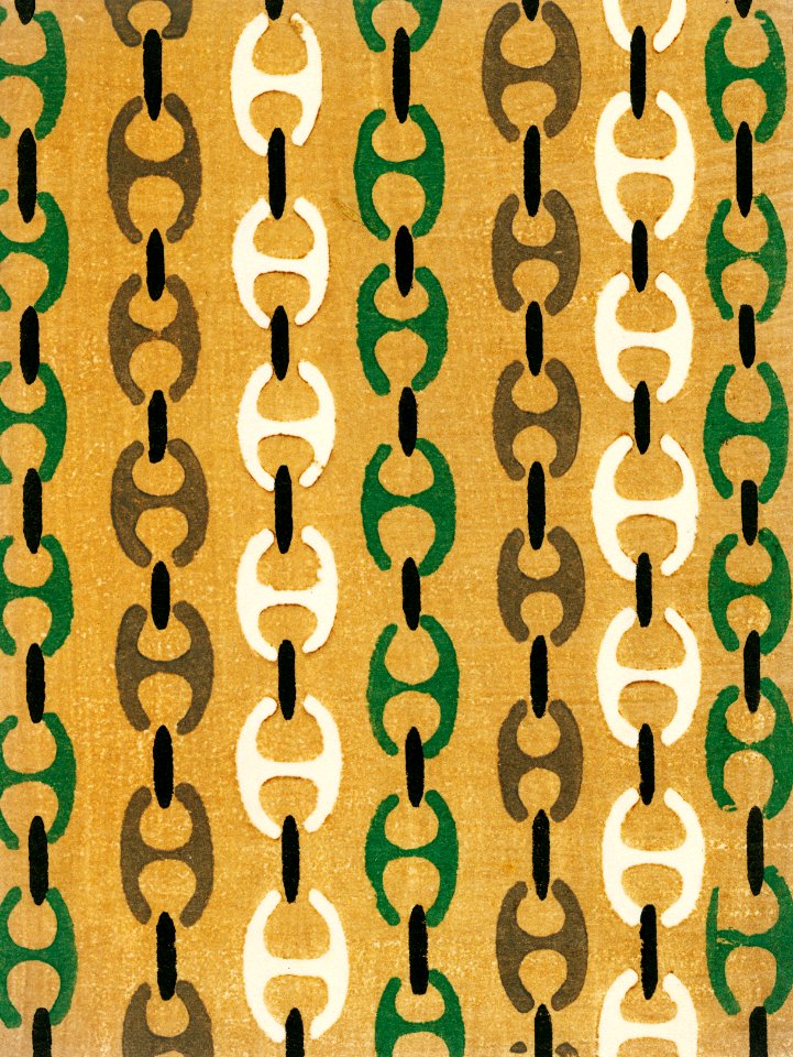 Vintage woodblock print of Japanese textile from Shima-Shima (1904) by Furuya Korin. Digitally enhanced from our own original edition.