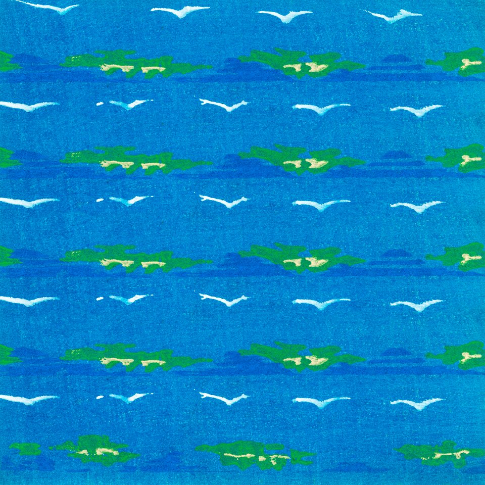 Vintage woodblock print of Japanese textile from Shima-Shima (1904) by Furuya Korin. Digitally enhanced from our own original edition.