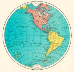 Western Hemisphere, World Atlas by Rand, McNally and Co. (1908) Digitally enhanced from our own original chromolithograph.. Free illustration for personal and commercial use.