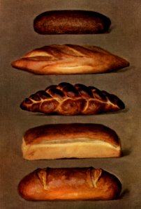 The Grocer's Encyclopedia, (1911), a vintage collection of various types of baked bread loaves. Digitally enhanced from our own antique plate.