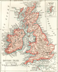 Universal Atlas of the World, A cartographic map of the British Isles. published in 1900. Digitally enhanced from our own original plate.. Free illustration for personal and commercial use.